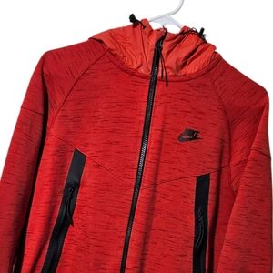 Nike Tech Red Fleece Jacket Full Zip Hooded Mens Medium #642958 Running Jogging
